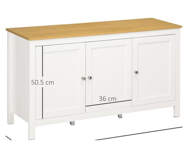 2 ajtós szekrény 2 állítható polccal 3 magasságban, 120x40x70 cm, fehér és fa színű