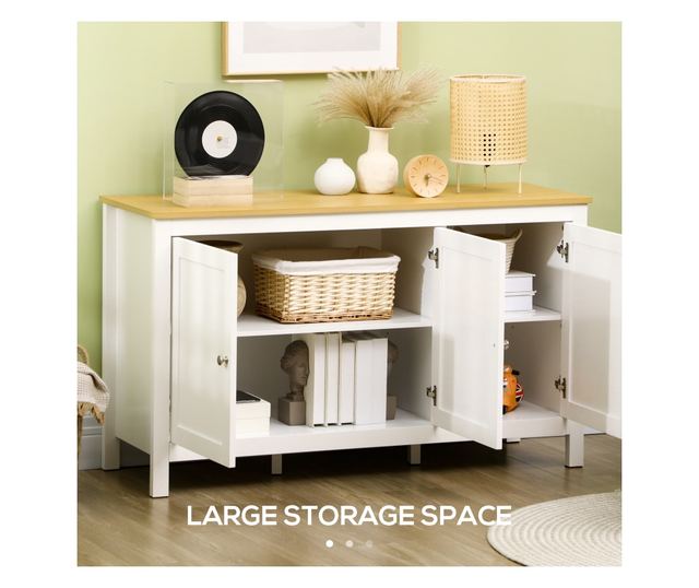 2 ajtós szekrény 2 állítható polccal 3 magasságban, 120x40x70 cm, fehér és fa színű