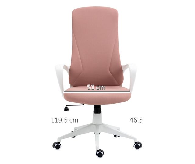 Ergonomikus és párnázott irodai szék, állítható magassággal és dőlésszöggel, 62x56x110-119,5 cm, rózsaszín