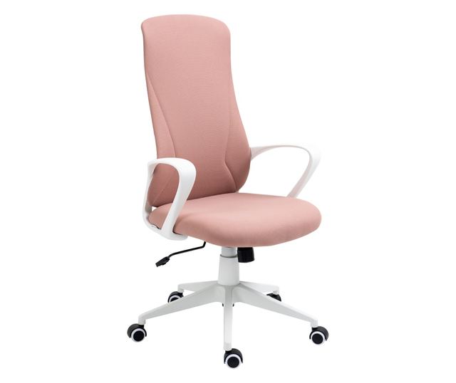 Ergonomikus és párnázott irodai szék, állítható magassággal és dőlésszöggel, 62x56x110-119,5 cm, rózsaszín