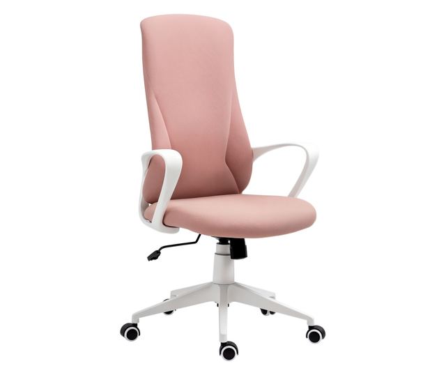 Ergonomikus és párnázott irodai szék, állítható magassággal és dőlésszöggel, 62x56x110-119,5 cm, rózsaszín
