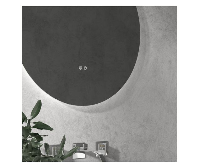 Kerek fürdőszobai LED tükör érintőkapcsolóval, 3 fényszínnel, Ø60x3,5 cm, átlátszó