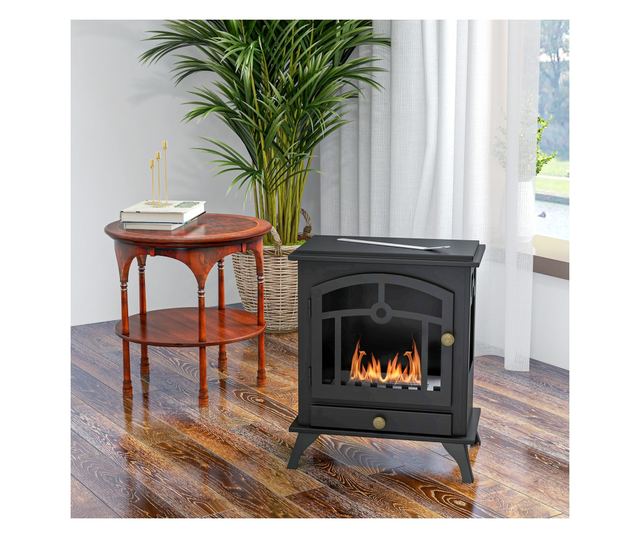 Bioetanol kandalló, bio kandalló 1,2L égővel 3 óra égési idővel, 45x28x54 cm, fekete