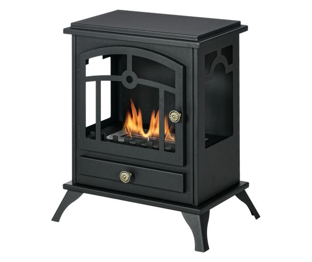 Bioetanol kandalló, bio kandalló 1,2L égővel 3 óra égési idővel, 45x28x54 cm, fekete