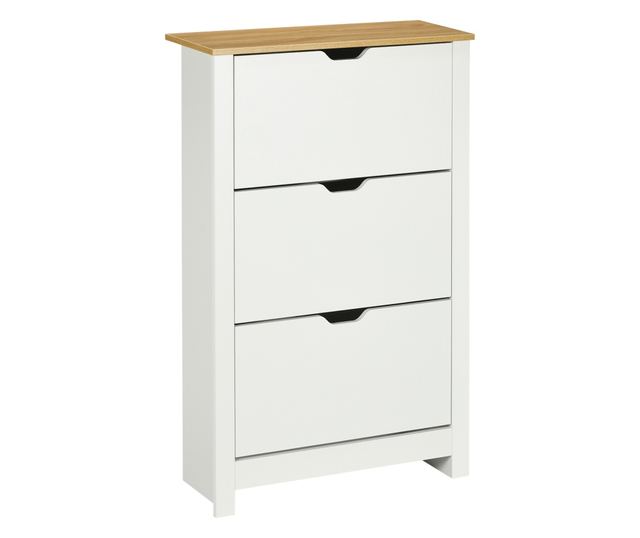 Slim szekrény 18 cipőhöz, 3 fiók 2 állítható polccal, fehér