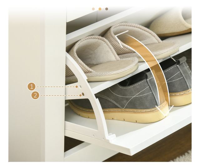 Slim szekrény 18 cipőhöz, 3 fiók 2 állítható polccal, fehér