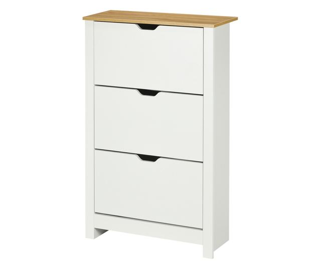 Slim szekrény 18 cipőhöz, 3 fiók 2 állítható polccal, fehér