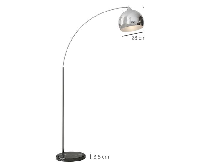 Vintage állólámpa állítható karral, lábkapcsolóval, E27 foglalattal, ezüst színben