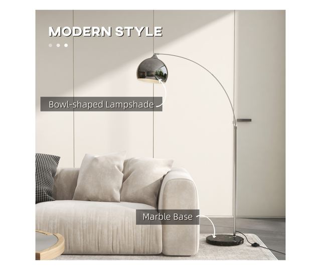 Vintage állólámpa állítható karral, lábkapcsolóval, E27 foglalattal, ezüst színben