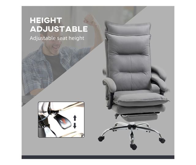Irodai szék masszázzsal és fűtéssel, állítható magasságú, dönthető háttámla, 66x74x121,5cm, szürke