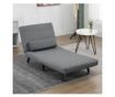 5-pozíciós, állítható háttámlájú kanapéágy, vászonhatású szövet és acél, 75x70x75 cm, szürke