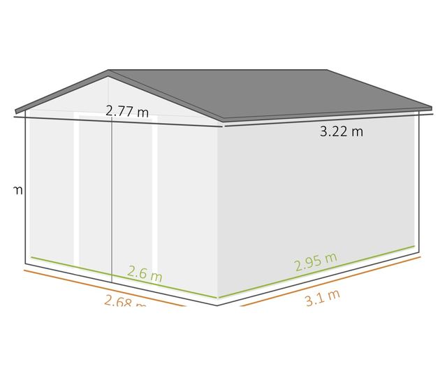 Kerti tároló 8,3m² horganyzott acélból, dupla tolóajtóval, 277x322x192 cm, barna
