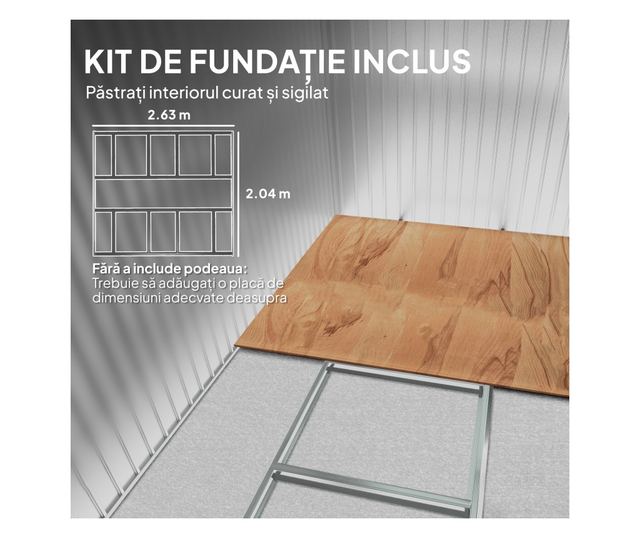 Kerti tároló 8,3m² horganyzott acélból, dupla tolóajtóval, 277x322x192 cm, barna