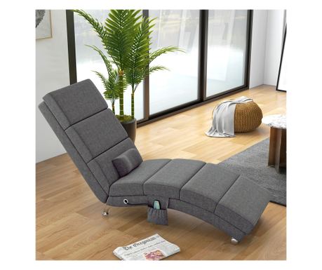 Fotoliu Relaxant de Masaj cu 8 Puncte Vibrante și Încălzire, 5 Moduri și 3 Temporizatoare, Șezlong Ergonomic din Material Efect