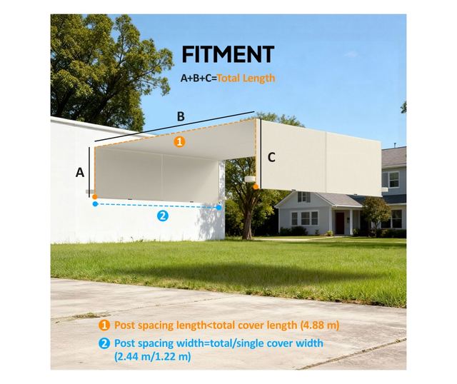 Pergolatető zsebekkel és pántokkal, 488x122 cm, krémszínű