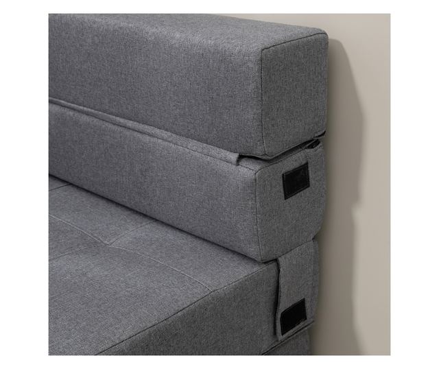 Átalakítható összecsukható fotelágy egyszemélyes párnával, 70x70x61 cm, szürke