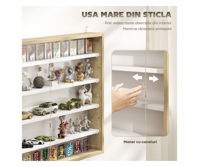 Falipolc 5 polccal és vitrin 2 üvegajtóval és 4 állítható polccal