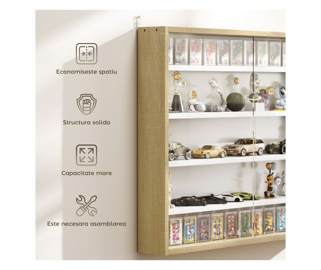 Falipolc 5 polccal és vitrin 2 üvegajtóval és 4 állítható polccal