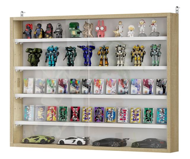 Falipolc 5 polccal és vitrin 2 üvegajtóval és 4 állítható polccal