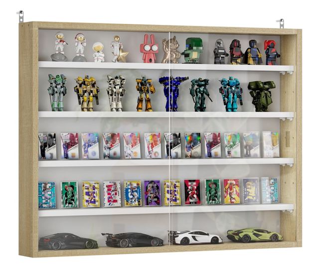 Falipolc 5 polccal és vitrin 2 üvegajtóval és 4 állítható polccal