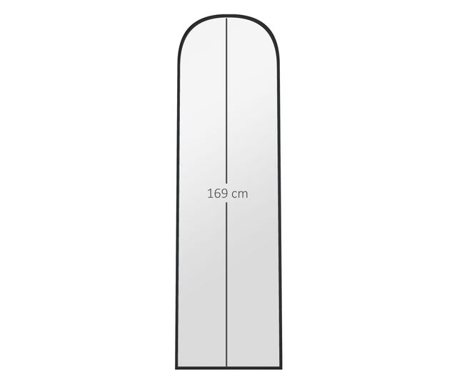 Modern alumíniumötvözet padló- és fali tükör összecsukható állvánnyal, 50x170 cm, fekete