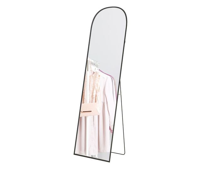 Modern alumíniumötvözet padló- és fali tükör összecsukható állvánnyal, 50x170 cm, fekete