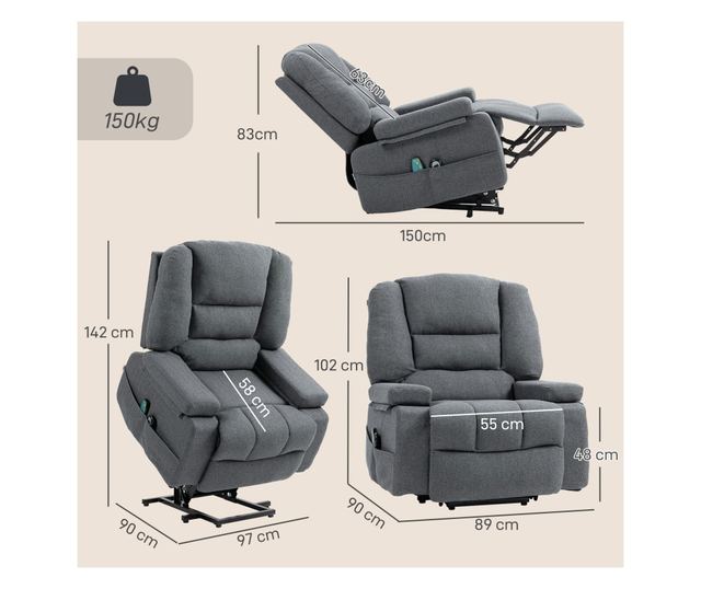 Felhúzható pihenőszék – Vibrációs, fűtött és távirányítós