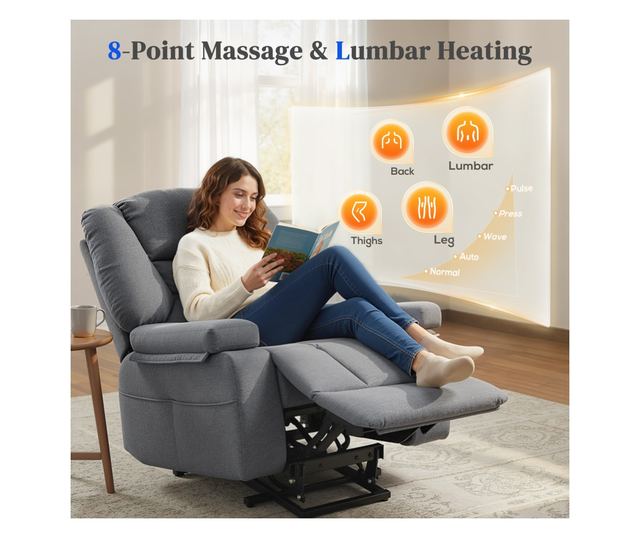 Felhúzható pihenőszék – Vibrációs, fűtött és távirányítós