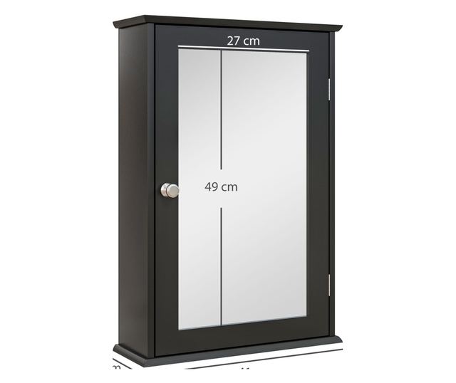 Fürdőszobaszekrény tükörrel 41x14x60cm Fekete