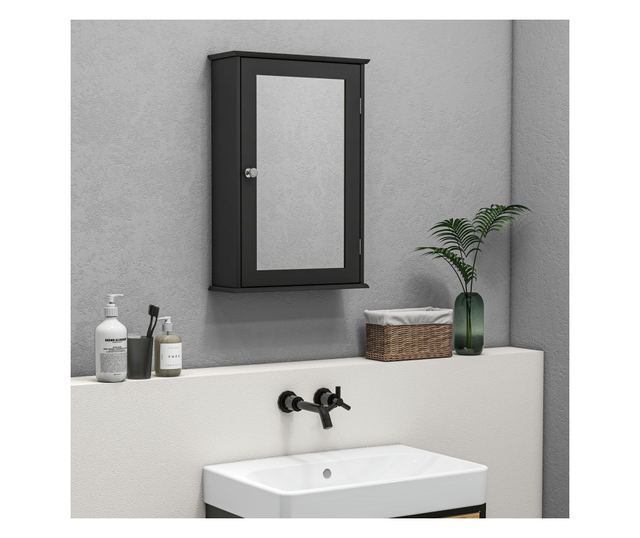 Fürdőszobaszekrény tükörrel 41x14x60cm Fekete