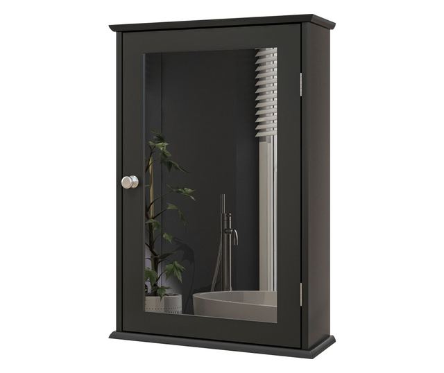 Fürdőszobaszekrény tükörrel 41x14x60cm Fekete