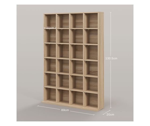 Állítható magasságú falra szerelhető könyvespolc 24 rekesszel