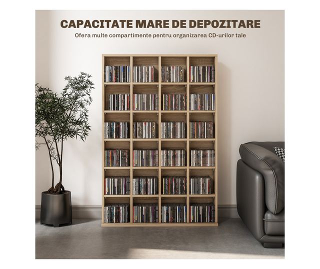 Állítható magasságú falra szerelhető könyvespolc 24 rekesszel