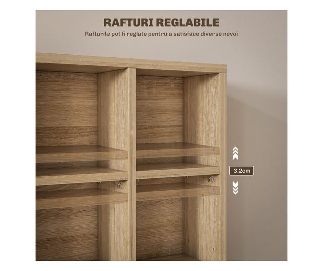 Állítható magasságú falra szerelhető könyvespolc 24 rekesszel