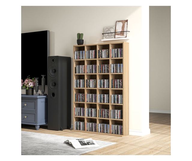 Állítható magasságú falra szerelhető könyvespolc 24 rekesszel