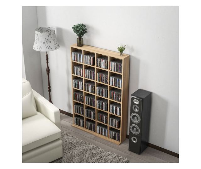 Állítható magasságú falra szerelhető könyvespolc 24 rekesszel