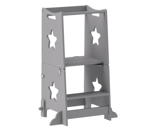 2 az 1-ben Gyerek Lépcsőhágó Biztonsági Korláttal Konyhába, Fürdőszobába, Fehér