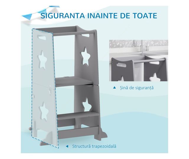 2 az 1-ben Gyerek Lépcsőhágó Biztonsági Korláttal Konyhába, Fürdőszobába, Fehér