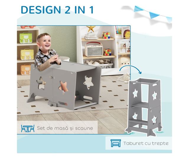 2 az 1-ben Gyerek Lépcsőhágó Biztonsági Korláttal Konyhába, Fürdőszobába, Fehér