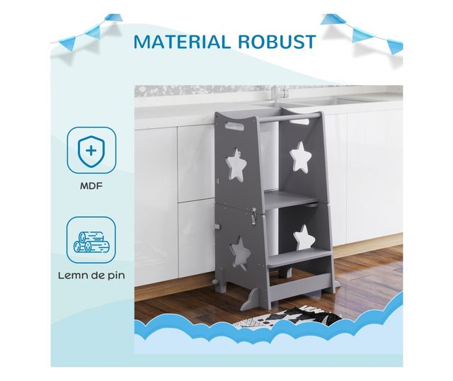 2 az 1-ben Gyerek Lépcsőhágó Biztonsági Korláttal Konyhába, Fürdőszobába, Fehér