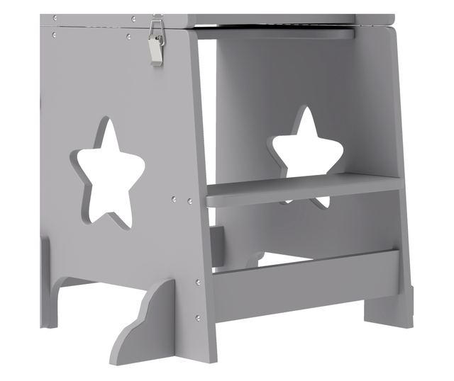 2 az 1-ben Gyerek Lépcsőhágó Biztonsági Korláttal Konyhába, Fürdőszobába, Fehér