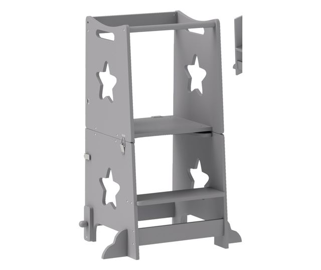 2 az 1-ben Gyerek Lépcsőhágó Biztonsági Korláttal Konyhába, Fürdőszobába, Fehér