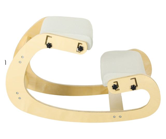 6-pozíciós állítható térdelőszék, kenderhatású szövet és bükkfa, 55x85x55 cm, krém