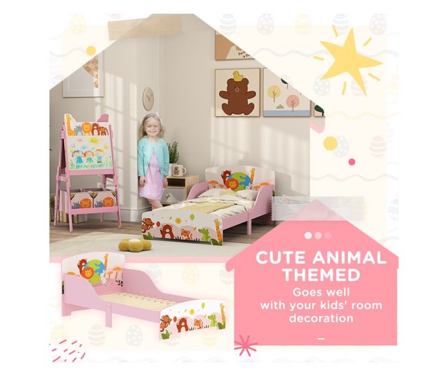 Gyermekágy 3+ Év Magasított Szélű és Rózsaszín Korlátokkal