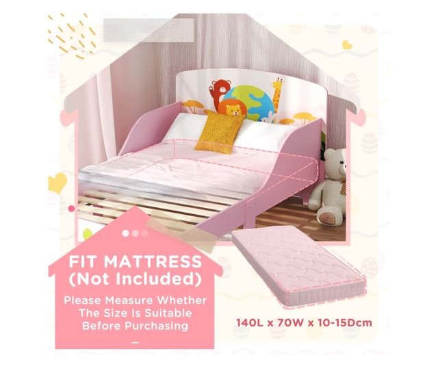 Gyermekágy 3+ Év Magasított Szélű és Rózsaszín Korlátokkal