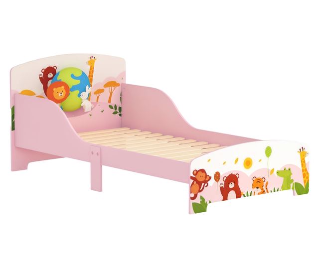 Gyermekágy 3+ Év Magasított Szélű és Rózsaszín Korlátokkal