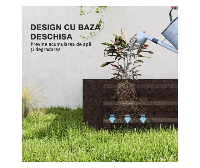 Horganyzott, nyitott aljú, magasított veteményes ágyás, 240x120x30 cm, szürke