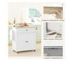 Konyhasziget fiókkal, szekrénnyel, fűszertartóval és törülközőtartóval, 106x42x87 cm, fehér és tölgyfa