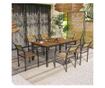 7 részes kerti étkezőgarnitúra kihúzható asztallal és 6 egymásra rakható székkel, 160/240x90x74 cm, barna