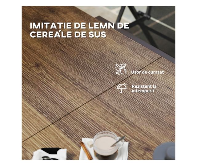 Bővíthető kerti asztal alumínium szegéllyel, 160/240x90x74 cm, barna